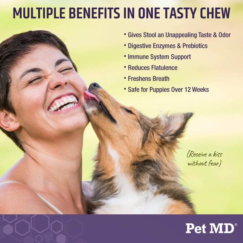 Pet MD Stool Eating Deterrent - Prevent Dog from Eating Poop - Coprophagia Aversion with Enzymes, Herbs, & Prebiotics for Digestive Support & Fresh Breath - Stop Stool Eating Chews - 60 ct - Image 3