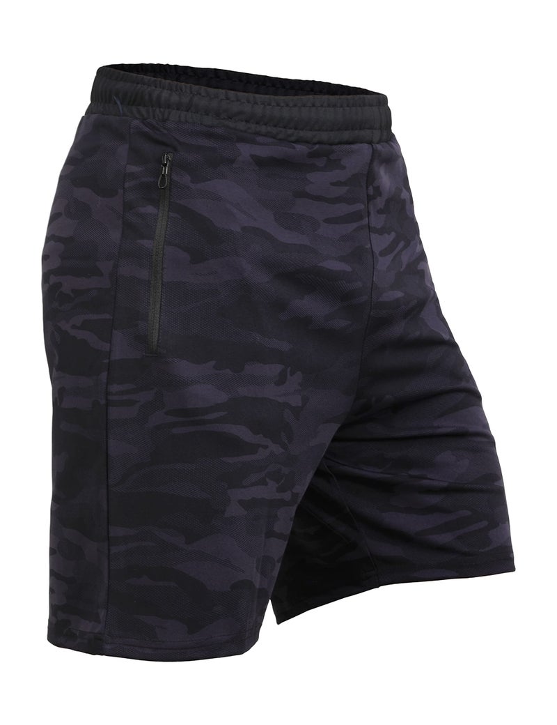 NEVER LOSE Men’s Camo Active Shorts Combo (Pack of 2) | Breathable, Flexible & Quick-Dry Fabric | Perfect for Gym Workouts, Running, Football, Basketball & Fitness (M, Army Navy+Grey) - Image 2