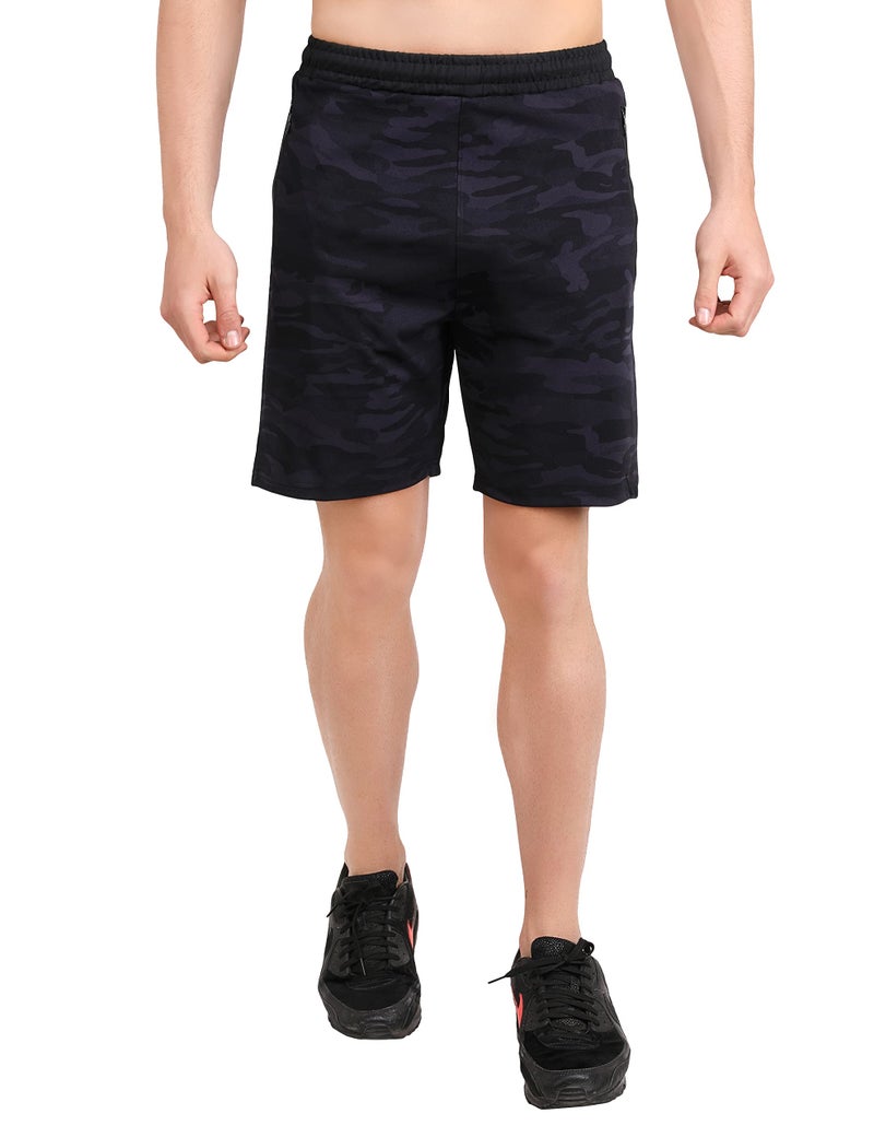 NEVER LOSE Men’s Camo Active Shorts Combo (Pack of 2) | Breathable, Flexible & Quick-Dry Fabric | Perfect for Gym Workouts, Running, Football, Basketball & Fitness (M, Army Navy+Grey) - Image 3