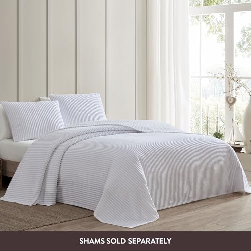 Beatrice Home Fashions Channel Chenille Bedspread, King, White - Image 3