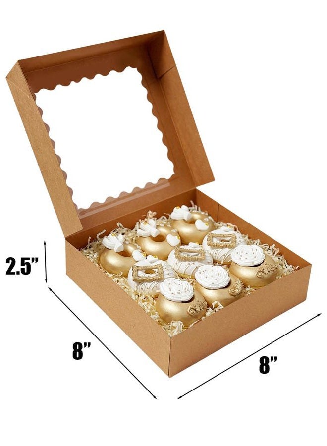 Bakepacker 55 قطعة صناديق فطائر بنية 8x8x2.5 بوصة سهلة التجميع لصناديق الماكرون وصناديق الكعك مع نافذة للمخبز (تفتح تلقائيًا) - Image 4
