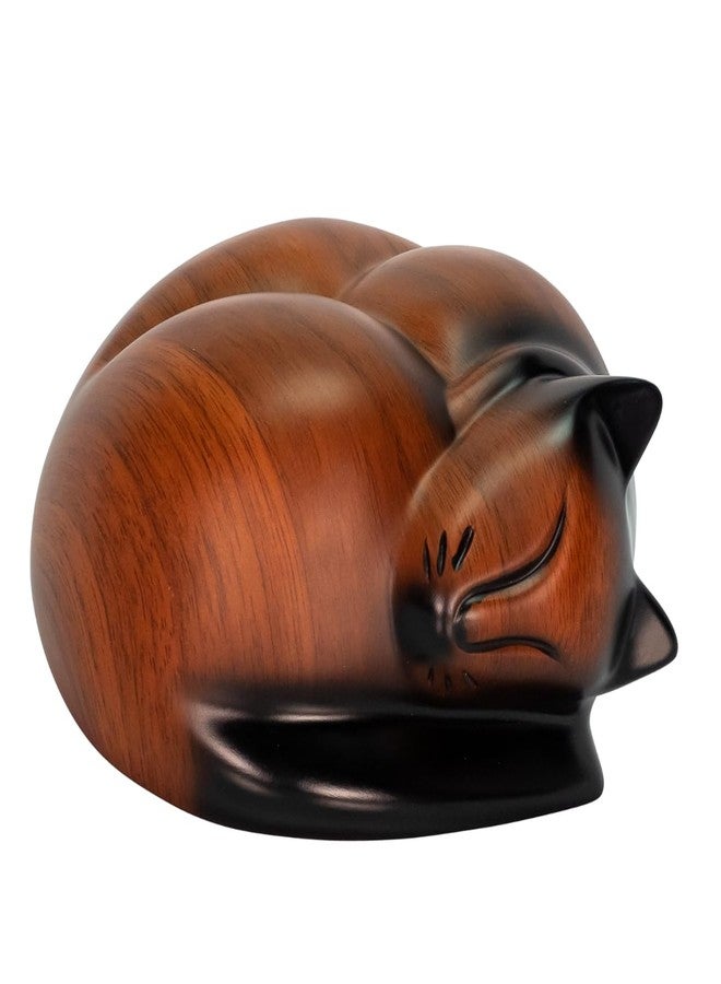 Silverlight Urns Sleeping Cat Pet Urn, Cremation Urn for Feline Ashes, Brown Cats, Kitty Urn, Medium Sized Pets Memorial, 3.75 Inches High - Image 1
