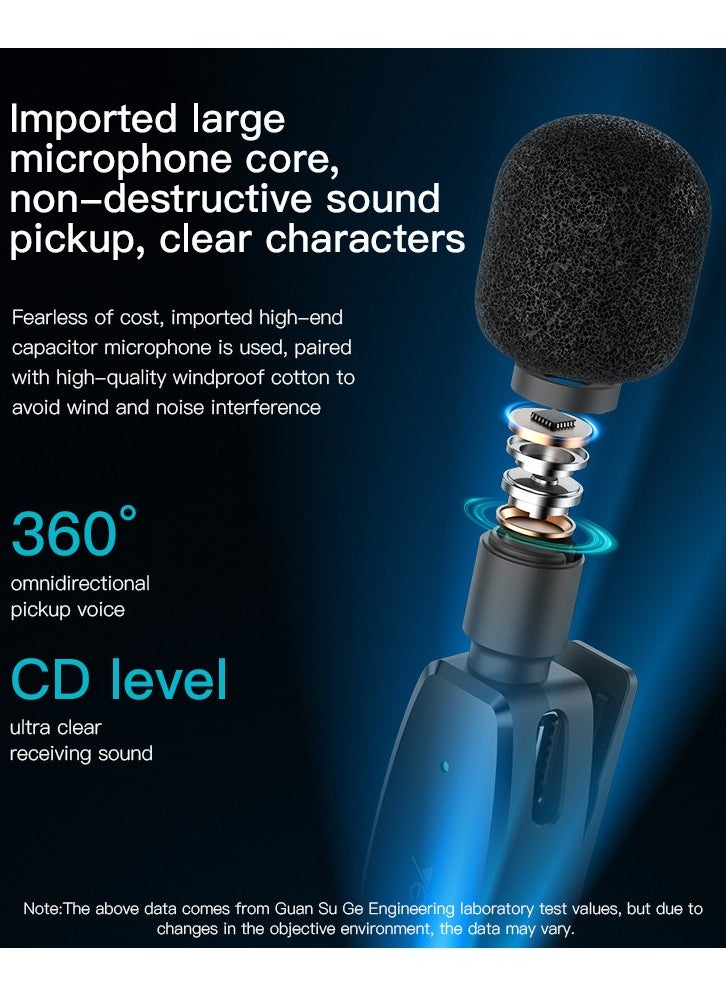 Yesido - LAVALIER MIC KR12 Noise AI Reduction Best Microphone For Vlogers Black - Image 1