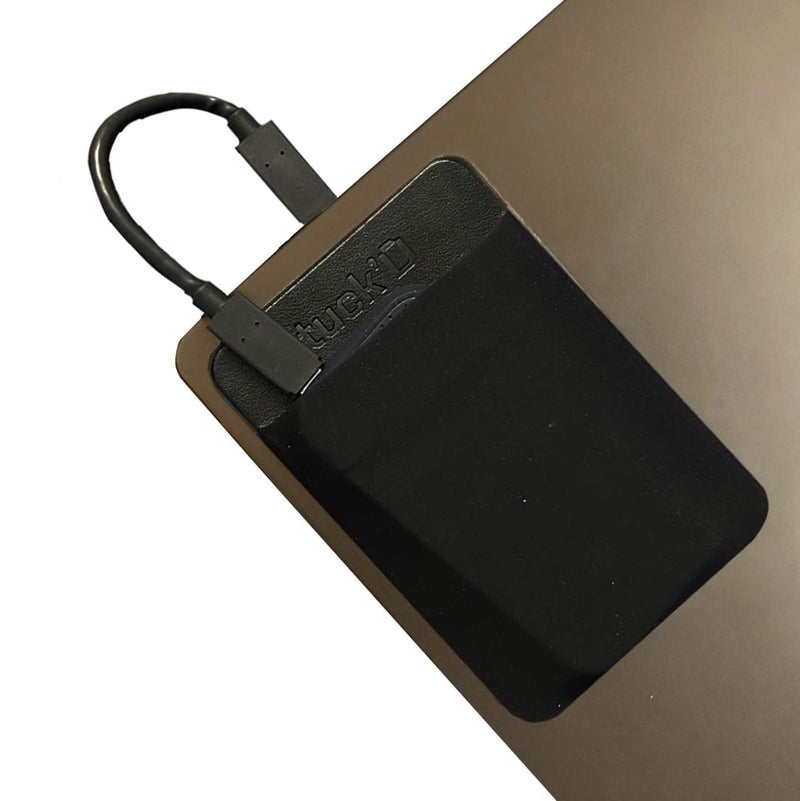 Tuck'D Tuck’d Portable SSD Hard Drive Sleeve – Reusable Adhesive Laptop Mount – Stick-On External Storage Holder for MacBook & Tablets - Travel Pocket Pouch for SSD, Cables & Accessories (Small, Black) - Image 1
