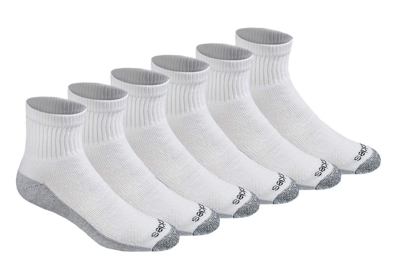 Dickies Men's Dri-Tech Moisture Control Quarter Socks (6, 12, 18 Pairs), White (6 Pairs), Large - Image 1