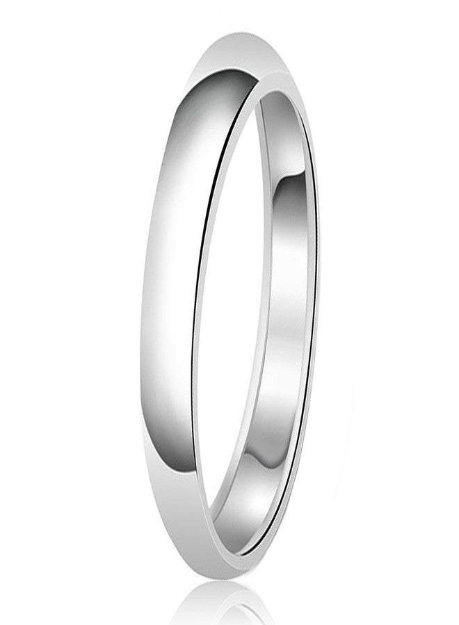 Tioneer 5mm Stainless Steel 316L Classic Plain Wedding Band Ring | High Polished | Personalize Engravings | Jewelry Box (Silver, 7.5) - Image 1