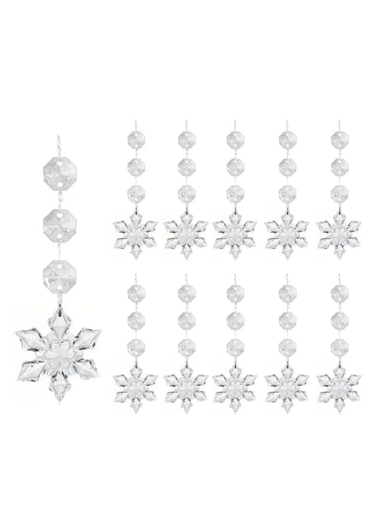 30 PCS Crystal Snowflake Christmas Ornaments for Tree Decorations, Hanging Acrylic Clear Hanging Snowflake Ornaments with Drop Pendants for Winter Wonderland Decor Party Supplies - Image 1
