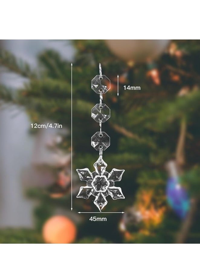 30 PCS Crystal Snowflake Christmas Ornaments for Tree Decorations, Hanging Acrylic Clear Hanging Snowflake Ornaments with Drop Pendants for Winter Wonderland Decor Party Supplies - Image 2
