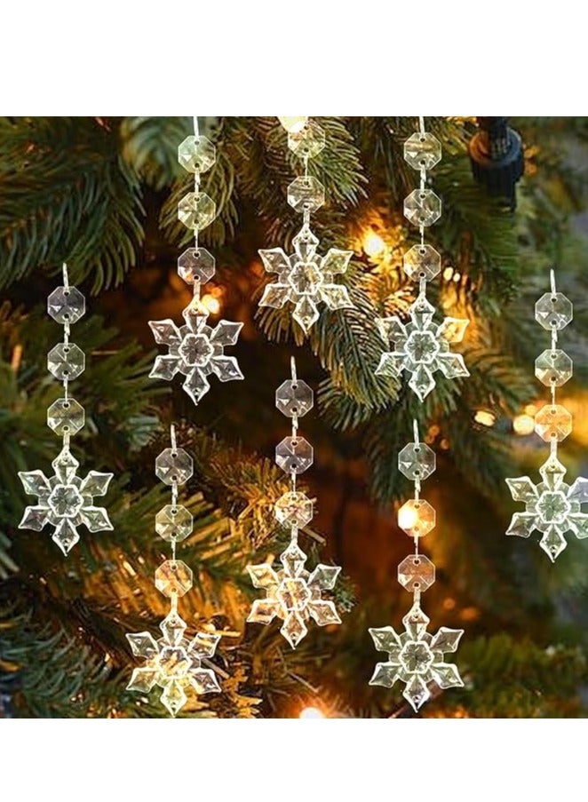 30 PCS Crystal Snowflake Christmas Ornaments for Tree Decorations, Hanging Acrylic Clear Hanging Snowflake Ornaments with Drop Pendants for Winter Wonderland Decor Party Supplies - Image 5