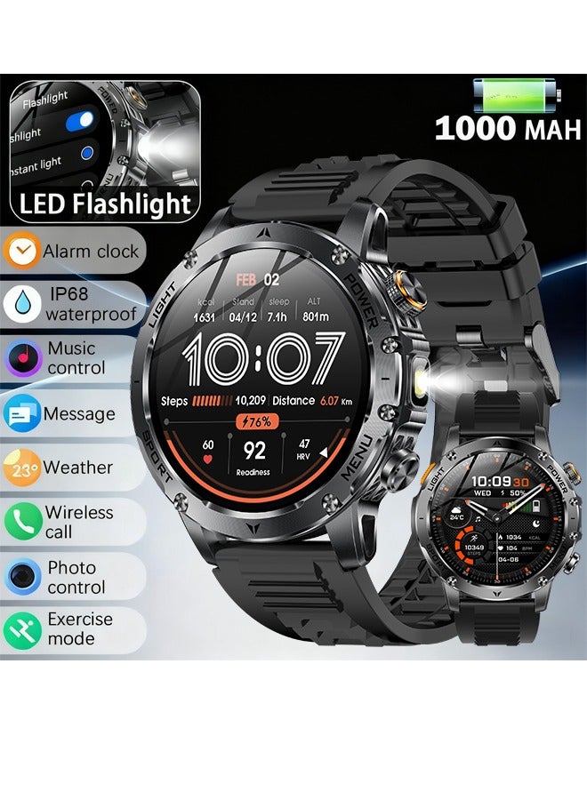 رولستيمي ساعة ذكية تعمل بالبلوتوث للرجال ، بطارية طويلة الأمد بسعة كبيرة 1000 مللي أمبير في الساعة ، شاشة كبيرة تعمل باللمس عالية الدقة مقاس 1.7 بوصة ، إضاءة جانبية ليد ، أوضاع رياضية متعددة ، شحن مغناطيسي ، وجه ساعة شخصي ذاتي الصنع ، إشعارات رسائل ، لغات متعددة متاحة آر تي أك 87 - Image 1