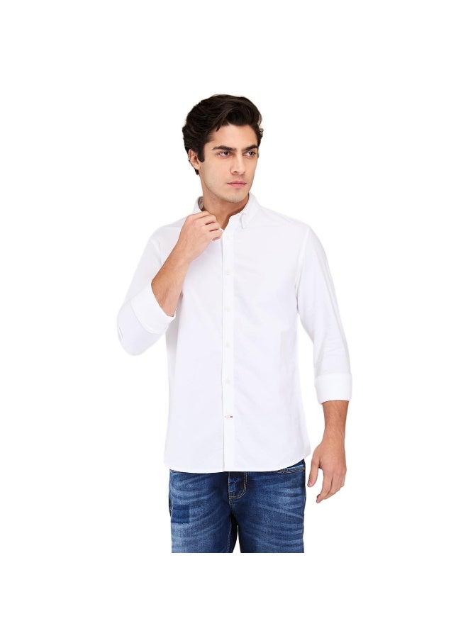 Being Human Mens White Collared Long Sleeve Shirt - Image 1