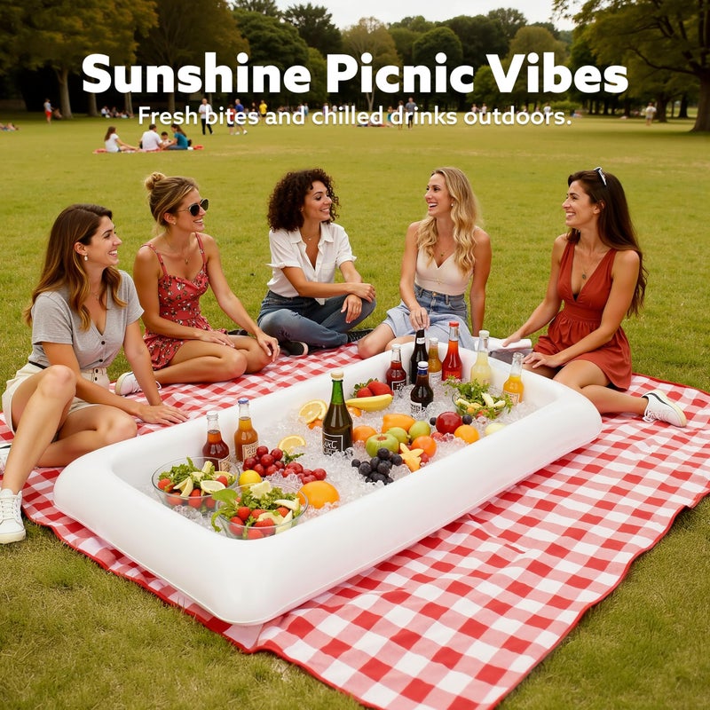 JOYIN 3-Pack Inflatable Serving Bars Cooler - Inflatable Cooler Ice Buffet Salad Serving Trays with Drain Plug, Food Drink Holder for Indoor Outdoor Summer Picnic Beach Pool Luau Party - Image 2