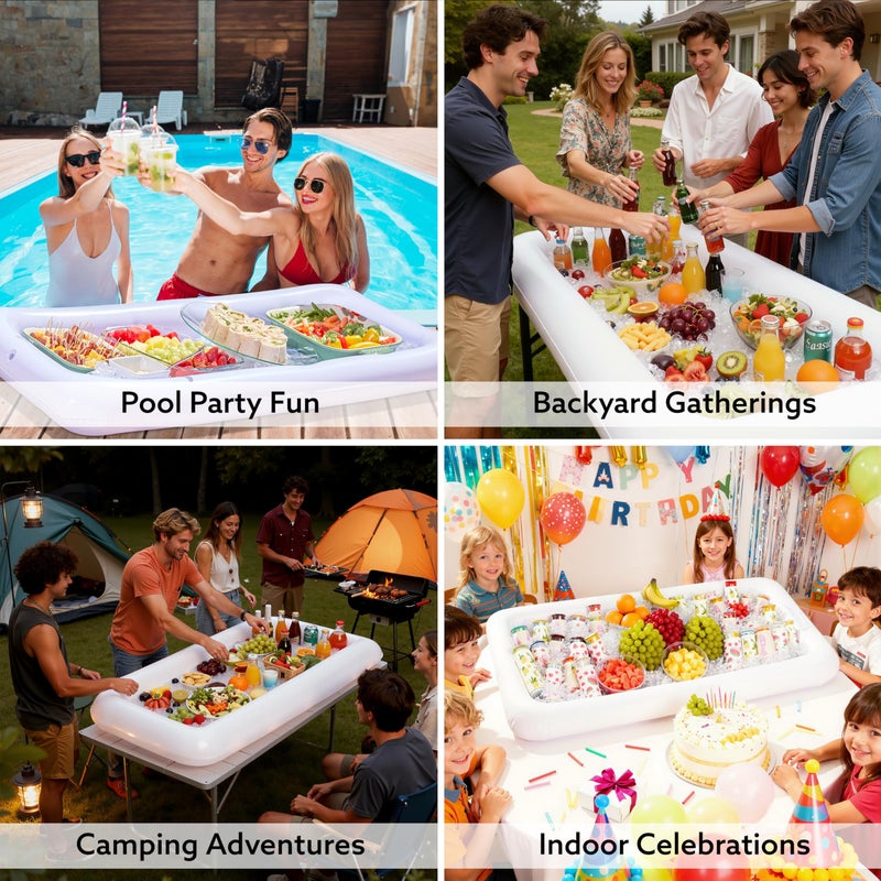 JOYIN 3-Pack Inflatable Serving Bars Cooler - Inflatable Cooler Ice Buffet Salad Serving Trays with Drain Plug, Food Drink Holder for Indoor Outdoor Summer Picnic Beach Pool Luau Party - Image 4