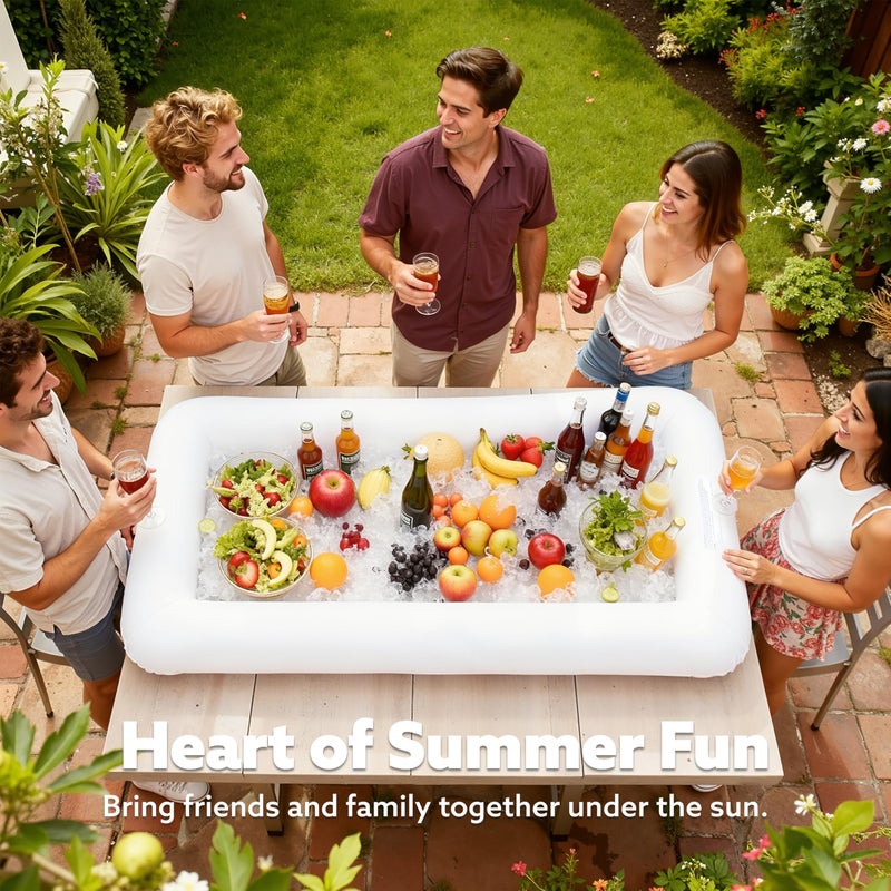 JOYIN 3-Pack Inflatable Serving Bars Cooler - Inflatable Cooler Ice Buffet Salad Serving Trays with Drain Plug, Food Drink Holder for Indoor Outdoor Summer Picnic Beach Pool Luau Party - Image 3