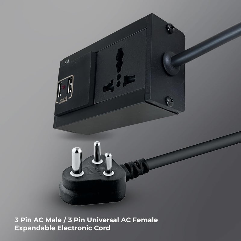 MX Single Socket Extension Board with 2 USB Ports (5V/2.4A) 3-Pin Plug 6a to 13a Socket 3 Meter Heavy Duty Cable Flame Retardant Body with Indicator & Safety Shutter - Image 3