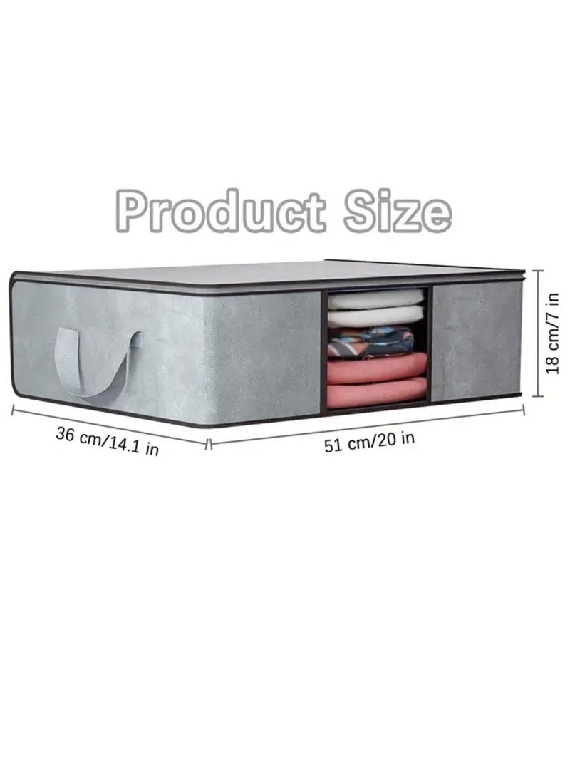 CleanWave - The Pure Effect Fab Totes 1‑Pack Foldable Thick Fabric Storage Bag with Lid – Durable Organizer Bin for Clothes, Blankets, Quilts & Comforters – Grey – Ideal for Closet & Bedroom  - Image 2