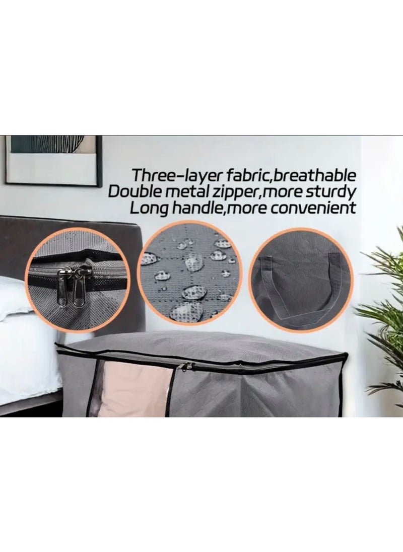 CleanWave - The Pure Effect Fab Totes 1‑Pack Foldable Thick Fabric Storage Bag with Lid – Durable Organizer Bin for Clothes, Blankets, Quilts & Comforters – Grey – Ideal for Closet & Bedroom  - Image 5