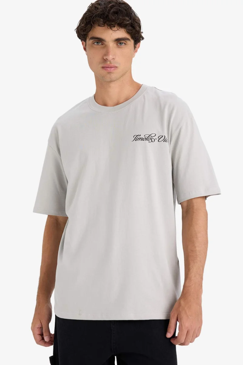 DeFacto Boxy Fit Crew Neck Printed Short Sleeve T-Shirt