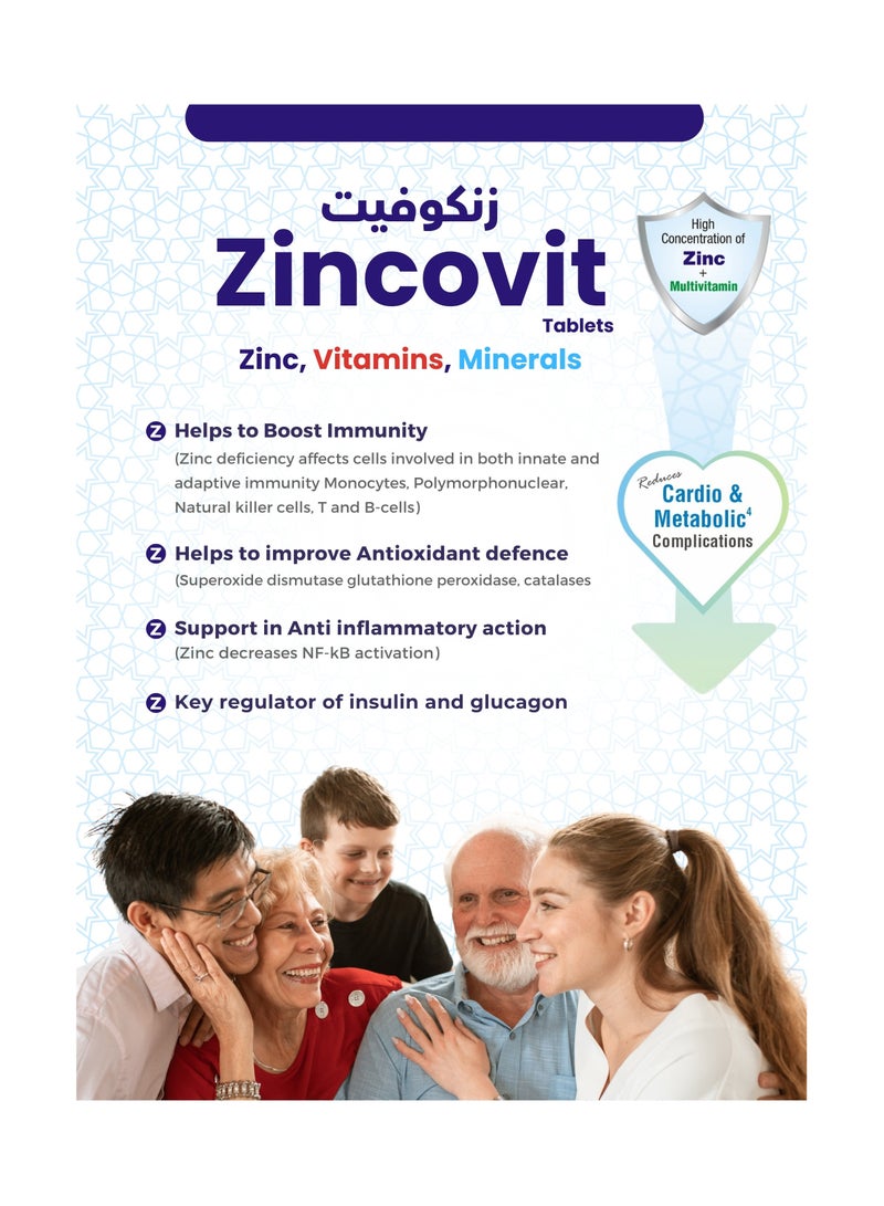 APEX Zincovit Tablets - High Potency Multivitamin & Multimineral Supplement with Zinc, Selenium, Vitamins A, D, E, C, B, Magnesium, and Copper for Immune Support and Overall Wellness - 30 Tablets  - Image 4