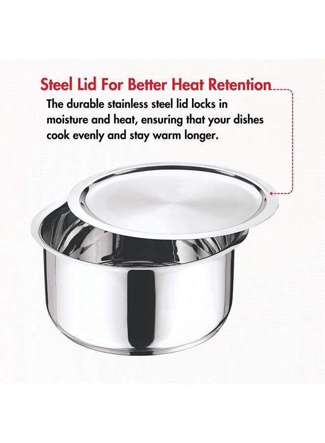 VINOD Stainless Steel 304 Grade Tope/Patila/Topiya with Lid - Diameter 24 cm, Capacity 5.3 litre, Induction and Gas Stove Friendly, Silver - Image 3