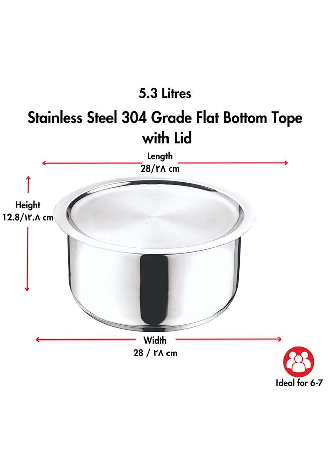 VINOD Stainless Steel 304 Grade Tope/Patila/Topiya with Lid - Diameter 24 cm, Capacity 5.3 litre, Induction and Gas Stove Friendly, Silver - Image 2