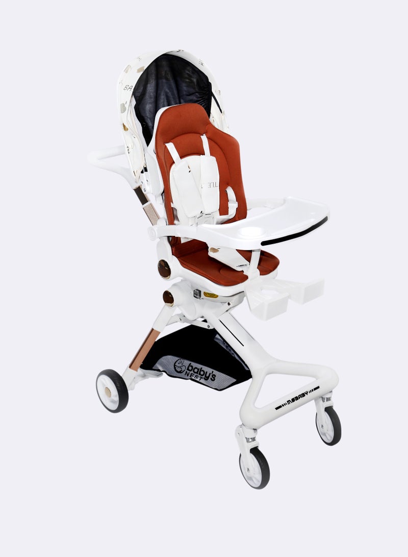 Baby's Nest 2 in 1 Stroller White With Multicolor - Image 5