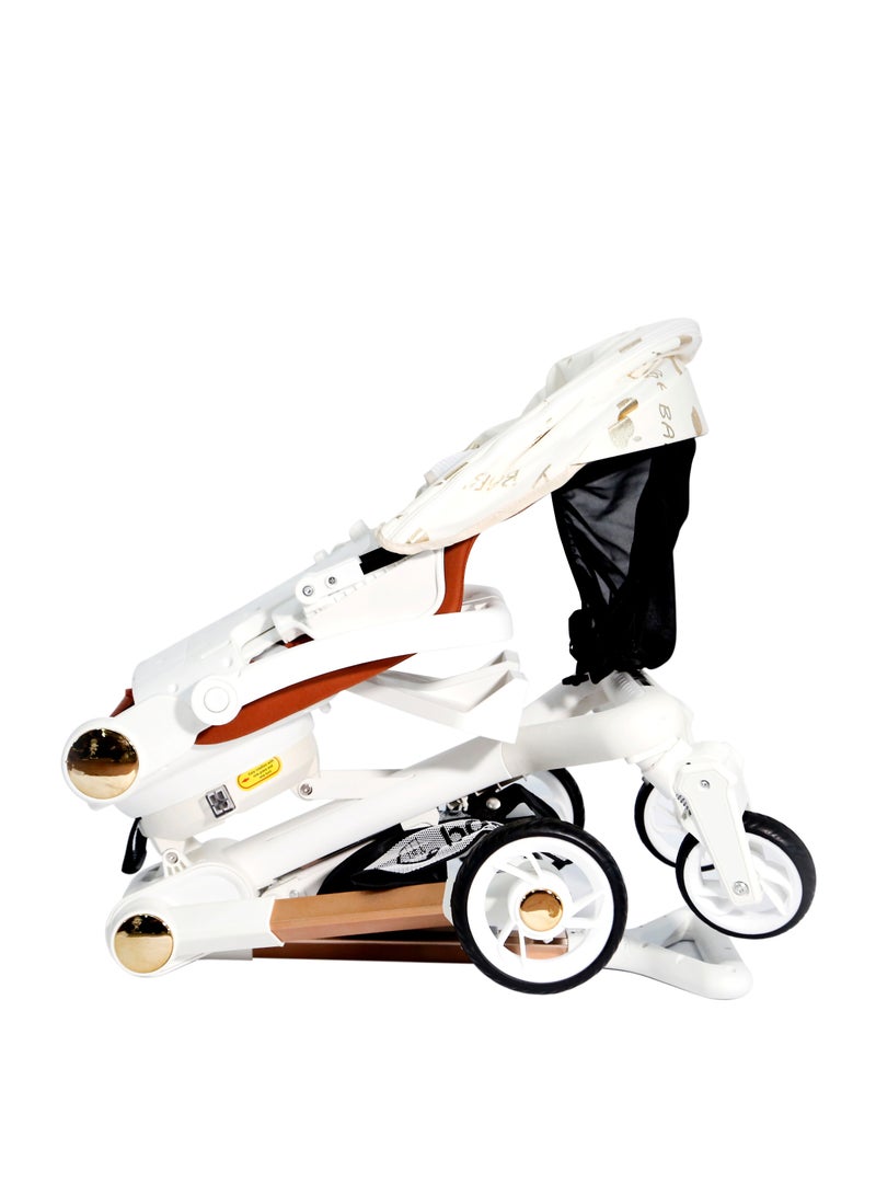 Baby's Nest 2 in 1 Stroller White With Multicolor - Image 4