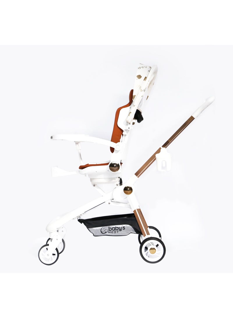 Baby's Nest 2 in 1 Stroller White With Multicolor - Image 3