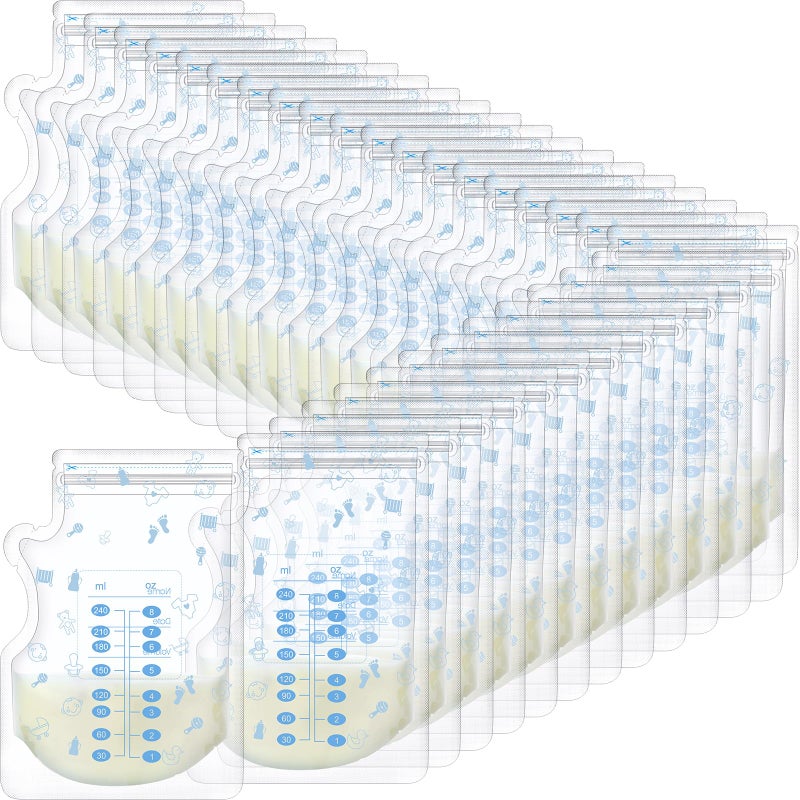 Sherr 500 Count Breastmilk Storage Bags 8 oz Breast Milk Storing Freezer Bags for Breastfeeding with Pour Spout Thickened Design Leak Proof Double Seal Self Standing Breastfeeding Storing Bags - Image 1