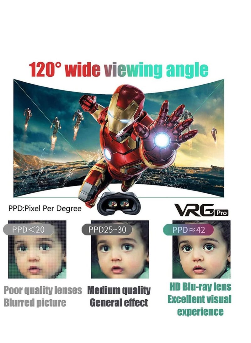 VR Headset Virtual Reality Glasses for Android Phone New Goggles 3D Movies Games Compatible Soft Comfortable Adjustable Distance Black - Image 2