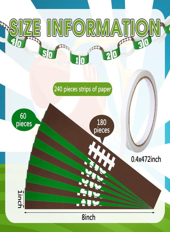تاوباري ديكورات حفلات كرة القدم من TaoBary، لافتة عيد ميلاد كرة القدم، زينة معلقة، 240 قطعة من شرائط سلسلة ورقية، 1 × 8 بوصة، شرائط قابلة للطي باللون الأخضر والبني، شريط مزدوج الجوانب ليوم اللعبة ذي الطابع الرياضي - Image 2