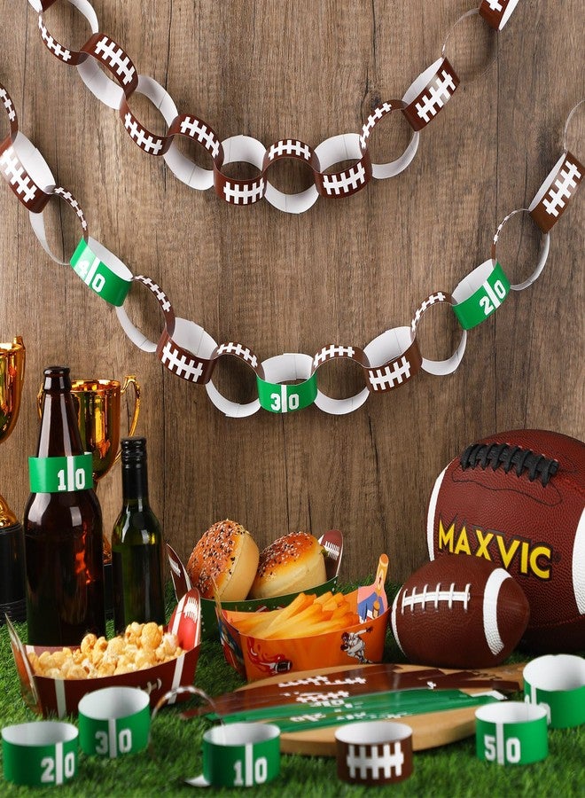 تاوباري ديكورات حفلات كرة القدم من TaoBary، لافتة عيد ميلاد كرة القدم، زينة معلقة، 240 قطعة من شرائط سلسلة ورقية، 1 × 8 بوصة، شرائط قابلة للطي باللون الأخضر والبني، شريط مزدوج الجوانب ليوم اللعبة ذي الطابع الرياضي - Image 5