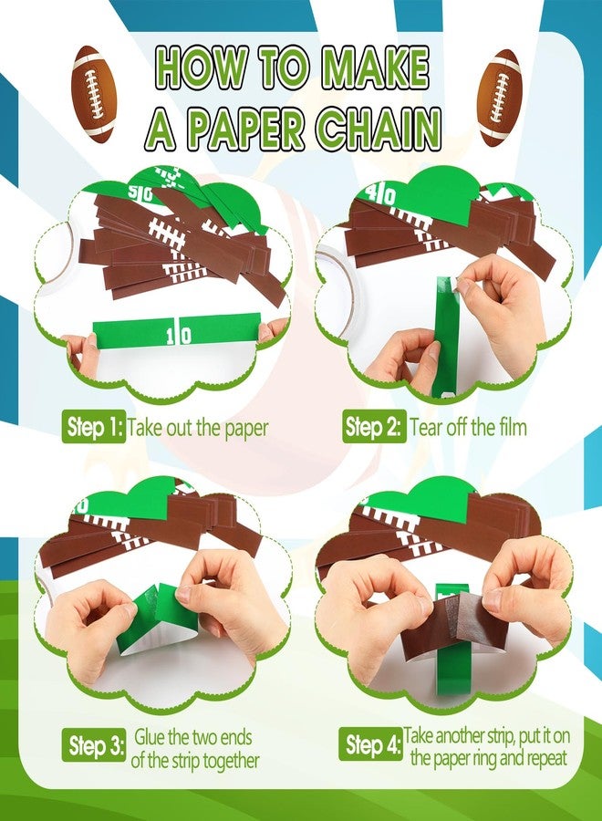 تاوباري ديكورات حفلات كرة القدم من TaoBary، لافتة عيد ميلاد كرة القدم، زينة معلقة، 240 قطعة من شرائط سلسلة ورقية، 1 × 8 بوصة، شرائط قابلة للطي باللون الأخضر والبني، شريط مزدوج الجوانب ليوم اللعبة ذي الطابع الرياضي - Image 4