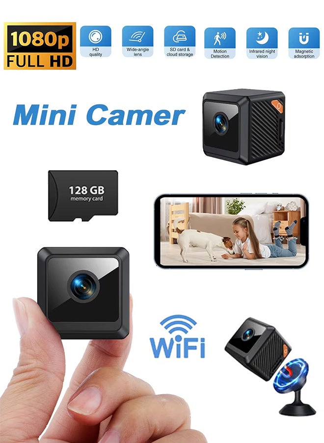 Generic HD1080P Mini Camera Strong Magnetic Wireless WiFi Camera, included 128G TF Card, Baby Monitor Pet Detection Home Safety Security Night Vision Camera  - Image 1