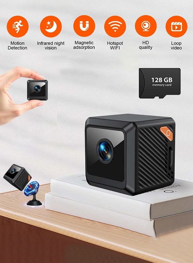 Generic HD1080P Mini Camera Strong Magnetic Wireless WiFi Camera, included 128G TF Card, Baby Monitor Pet Detection Home Safety Security Night Vision Camera  - Image 4
