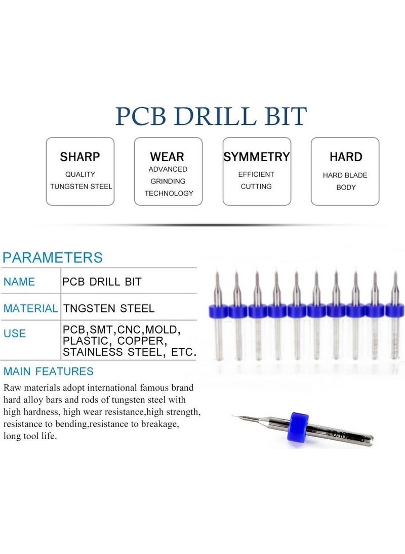 Profisher - Profi̇sher PCB Drill Bit 0.1 mm Tungsten Micro Carbide 10's - Image 1