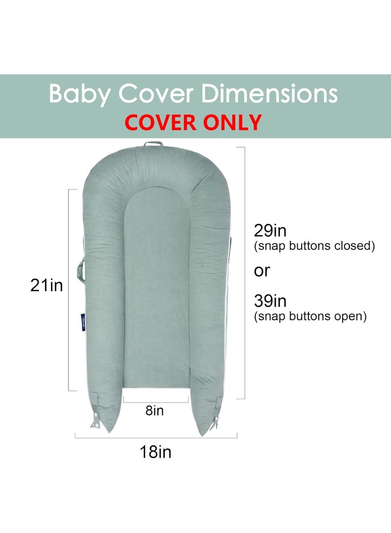 MEXXI Baby Nest Replacement Cover | Premium Quality Cotton | Hypoallergenic Lounger Cover Cotton Newborn Lounger Cover(Cover Only) (Corduroy Sage Green) - Image 2
