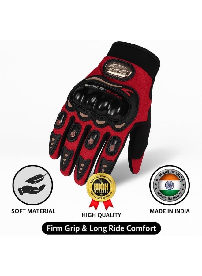 Probiker Motorcycle Riding Gloves Full Finger Safety Gloves with Hard Knuckle Armor Anti-Slip Grip Breathable Motocross Gloves for Cycling Motorbike Outdoor Sports Red - Image 2