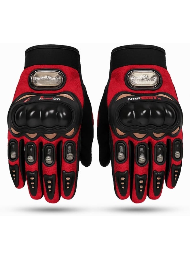 Probiker Motorcycle Riding Gloves Full Finger Safety Gloves with Hard Knuckle Armor Anti-Slip Grip Breathable Motocross Gloves for Cycling Motorbike Outdoor Sports Red - Image 1