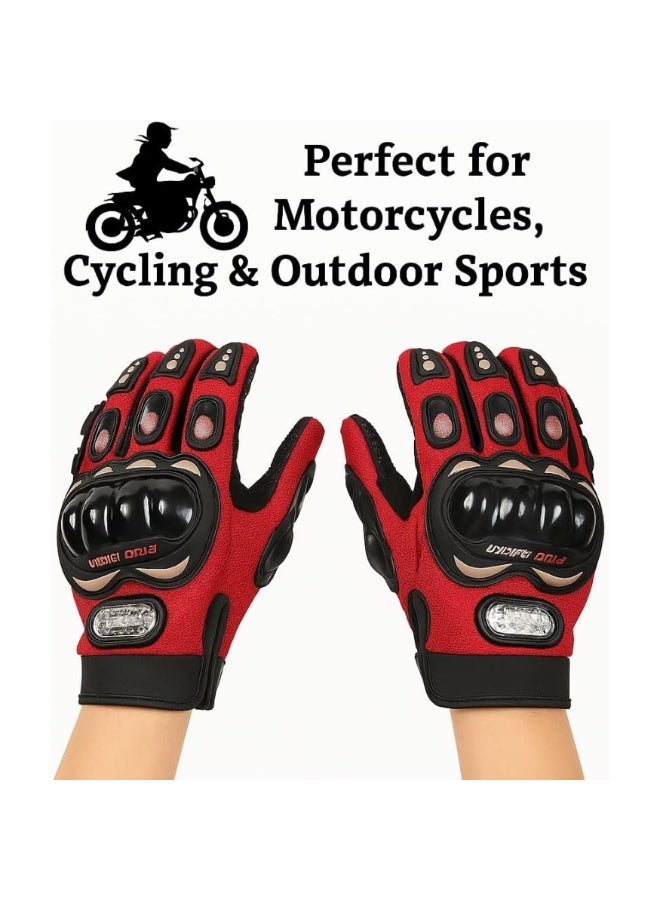 Probiker Motorcycle Riding Gloves Full Finger Safety Gloves with Hard Knuckle Armor Anti-Slip Grip Breathable Motocross Gloves for Cycling Motorbike Outdoor Sports Red - Image 5