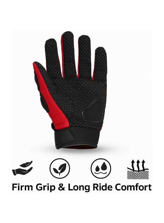 Probiker Motorcycle Riding Gloves Full Finger Safety Gloves with Hard Knuckle Armor Anti-Slip Grip Breathable Motocross Gloves for Cycling Motorbike Outdoor Sports Red - Image 4