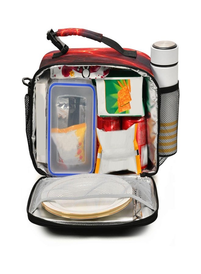 ATTX Red Lightning Insulated Lunch Bag, Portable Large Lunch Box Reusable Cooler Bag with Detachable Shoulder Strap for Women Mens Work Beach Picnic - Image 2