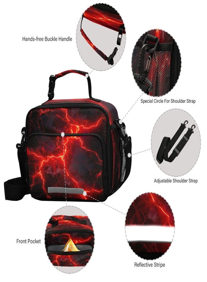 ATTX Red Lightning Insulated Lunch Bag, Portable Large Lunch Box Reusable Cooler Bag with Detachable Shoulder Strap for Women Mens Work Beach Picnic - Image 5