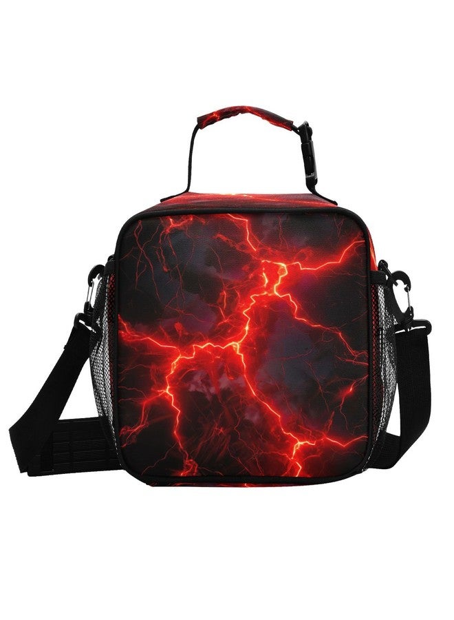 ATTX Red Lightning Insulated Lunch Bag, Portable Large Lunch Box Reusable Cooler Bag with Detachable Shoulder Strap for Women Mens Work Beach Picnic - Image 3