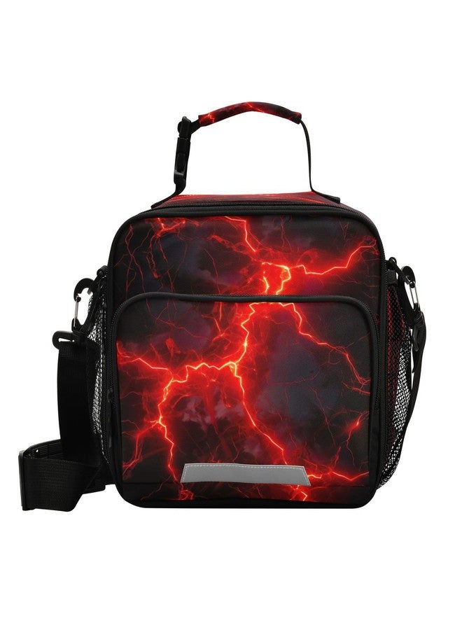 ATTX Red Lightning Insulated Lunch Bag, Portable Large Lunch Box Reusable Cooler Bag with Detachable Shoulder Strap for Women Mens Work Beach Picnic - Image 1