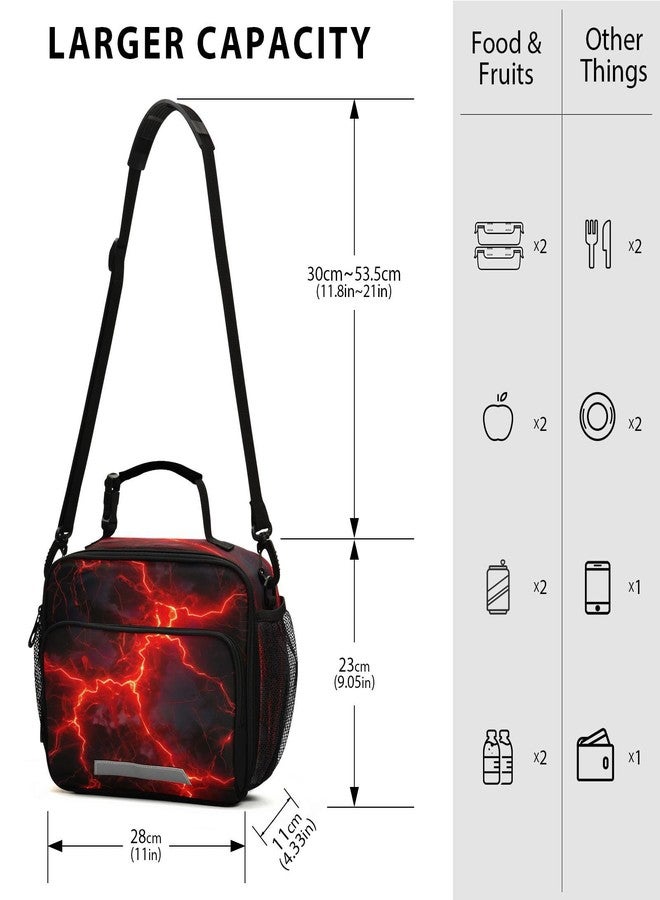 ATTX Red Lightning Insulated Lunch Bag, Portable Large Lunch Box Reusable Cooler Bag with Detachable Shoulder Strap for Women Mens Work Beach Picnic - Image 4