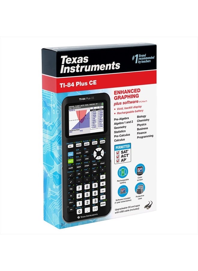TEXAS INSTRUMENTS TI-84 Plus CE Color Graphing Calculator, Black 7.5 Inch  - Image 2