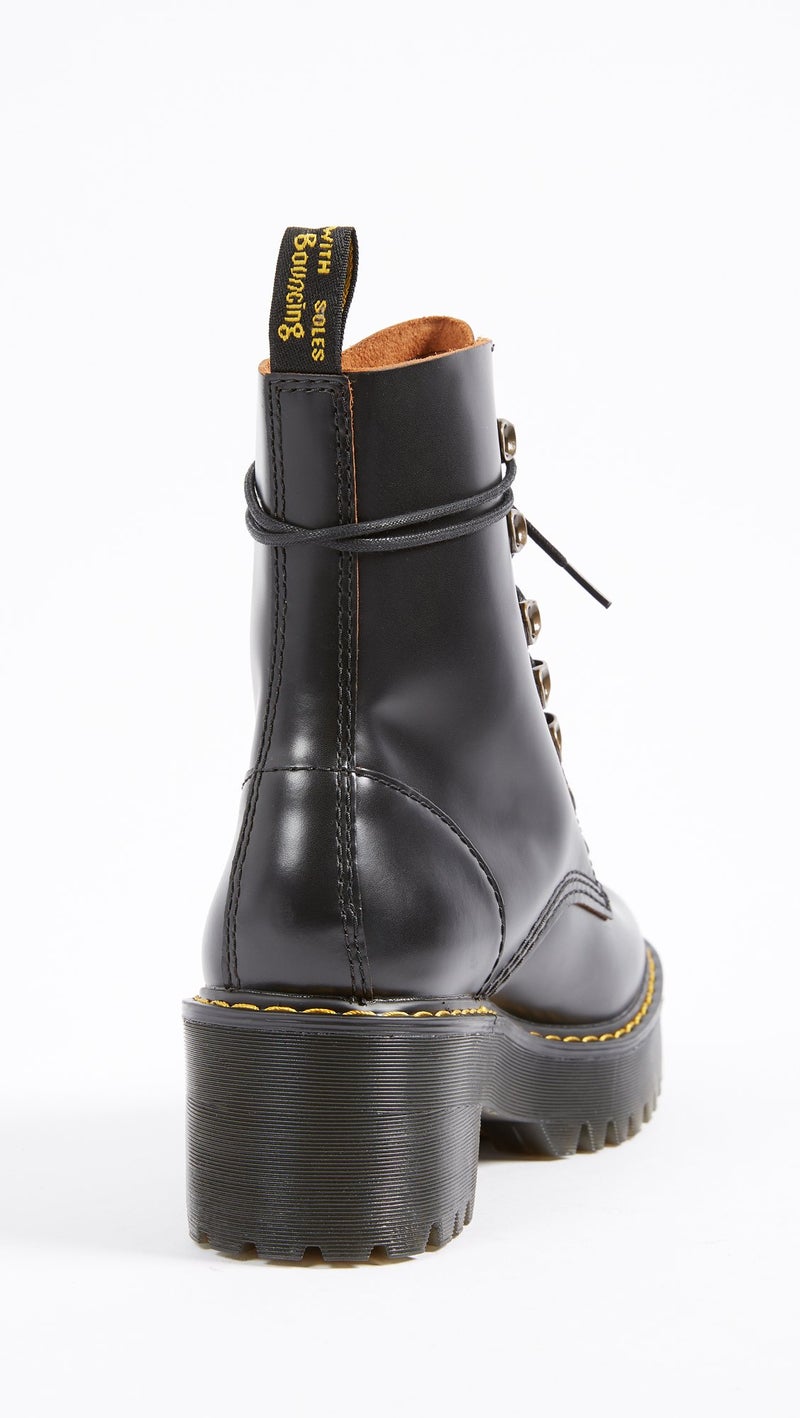 Dr Martens حذاء دكتور مارتنز النسائي ليونا الجلد بكعب، أسود ناعم، 8 - Image 4