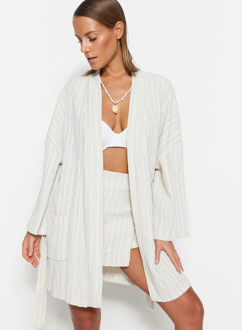 trendyol Belted Pocket Detail Kimono