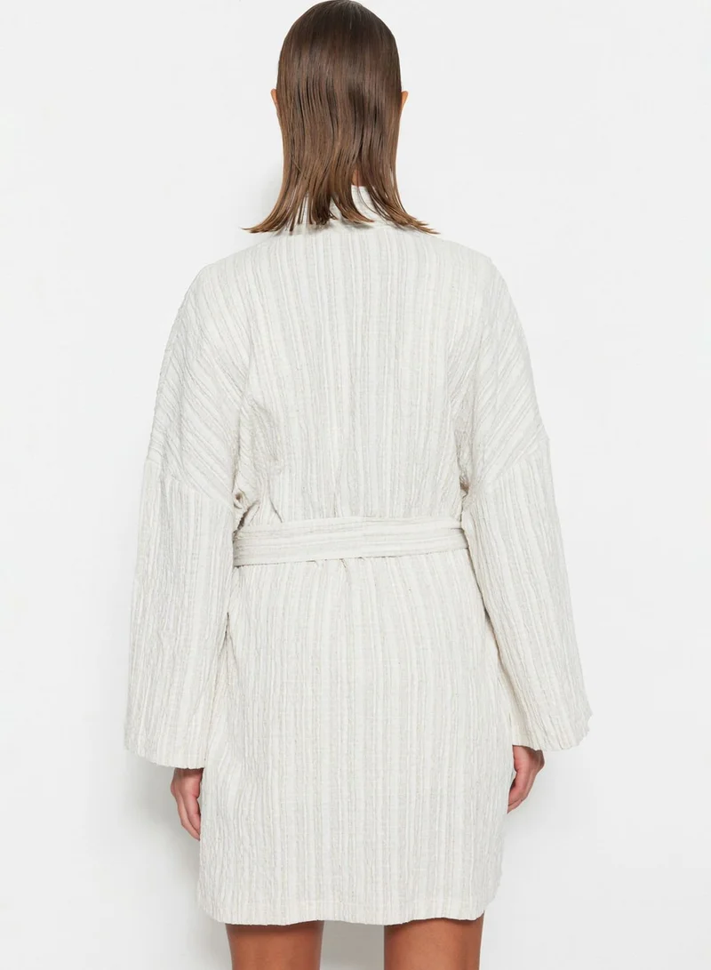 trendyol Belted Pocket Detail Kimono